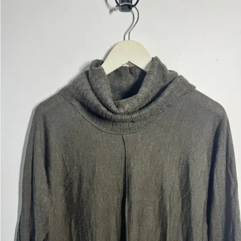Kenar Sweater Women L Gray Brown Cowl Neck Lock Sleeve 100% Merino Wool Y2K Top