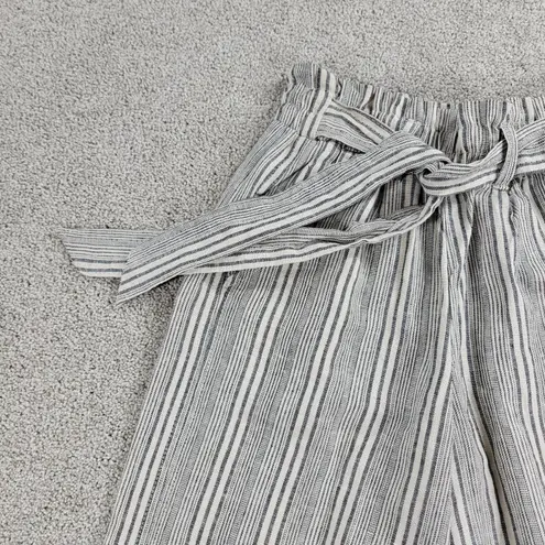 Sonoma Womens Pants XS Gray Stripe High Rise Wide Leg Linen Blend Paperbag