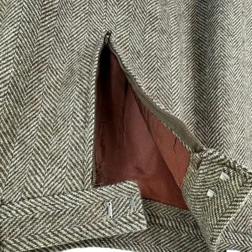 Ah! Austin Hill Brown Cream Chevron 100% Pure Wool Lined Midi Skirt USA Size 8