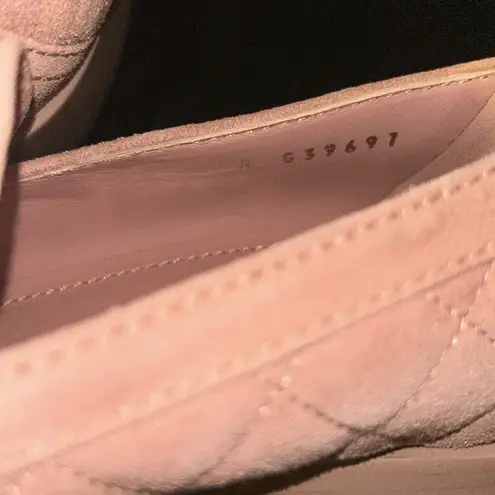 Chanel Quilted Suede CC Heart Loafers Pink size 38.5