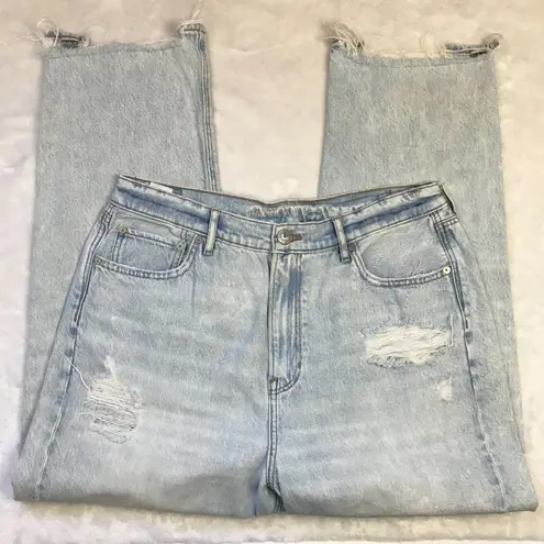 American Eagle Highest Rise 90s Boyfriend Jeans Cotton‎ Denim Size 14 Distressed