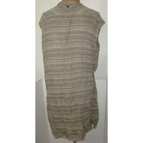 prAna New Womens NWT M Buenos Dias Dress Buttons Cargo Green Brown Organic Strip