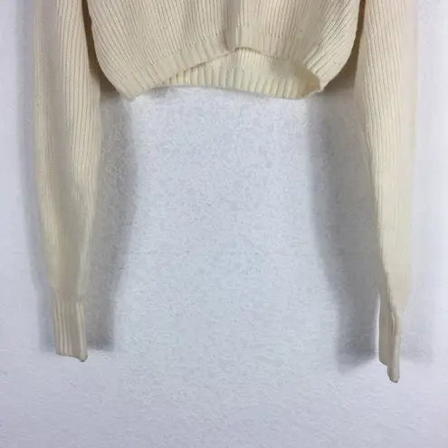 Danielle Bernstein WeWoreWhat Cream Collared Crop Knit Sweater Small