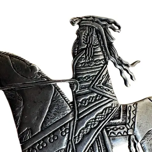 Rare Frank Salcido Sterling Silver Native American Rider Brooch β Signed STP