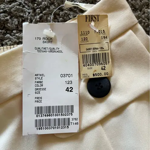 VTG NWT 80s Escada Margaretha Ley Cream Midi Skirt Midi Sz 42 Wool Blend READ