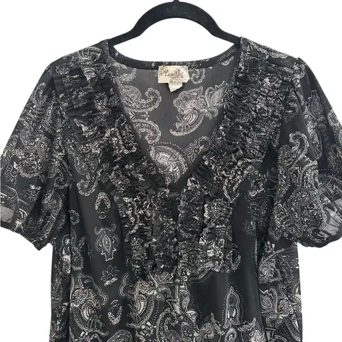 Lavish Paris Vintage Paisley Mesh Blouse Whimsigoth Dark Fairy Grunge Size 1X