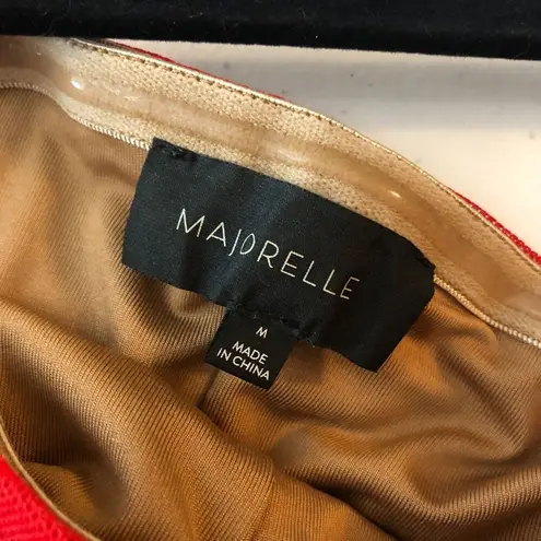 Majorelle Dress Strapless Ruched Sheer Overlay Polka Dot Red M