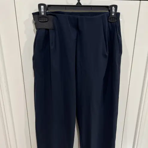 ADAY Turn It Up Pants Navy High Rise Tapered Trousers Stretch Pull On