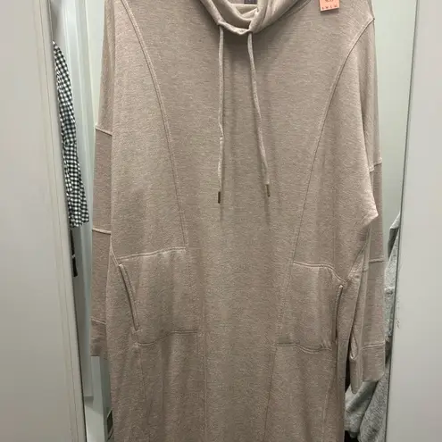 118. Renuar Hoodie Sweatshirt Dress with pockets Tan Size M