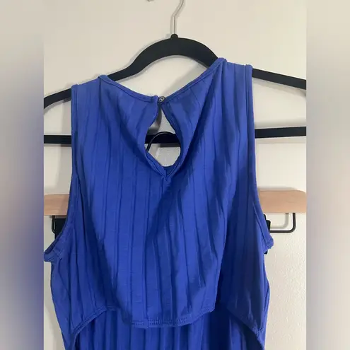 Amour Vert Kelly Ribbed Dress with cutout back - Lapis Blue - Size L - NWT