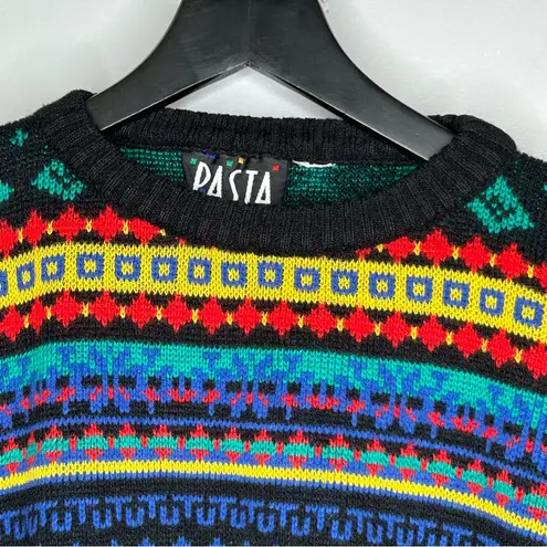 Vintage 80’s 90’s PASTA Colorful Bird Sweater Black Size L
