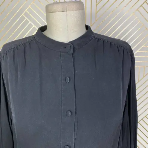 Equipment Femme Francois Silk Shirt Button Down Dress in Black Size US Medium