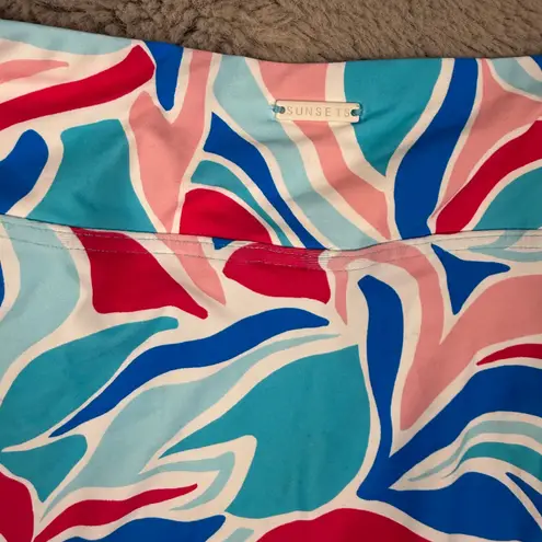 NWT Sunsets Making Waves Tankini Swimsuit Set Sporty Swim Skirt top Small Blue