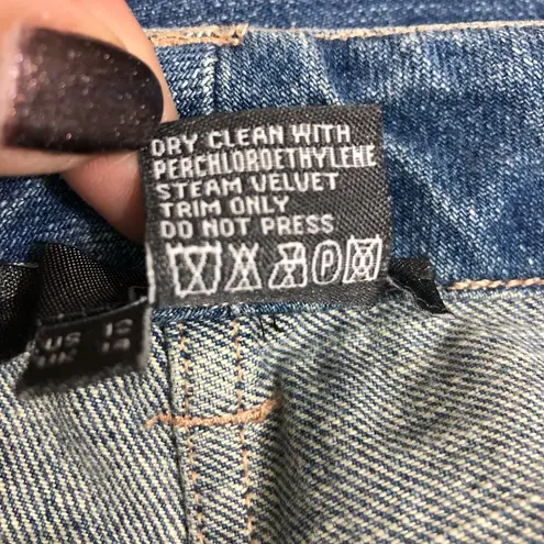 Per Se Velvet Trim Jeans in Blue Denim Size 12 EUC