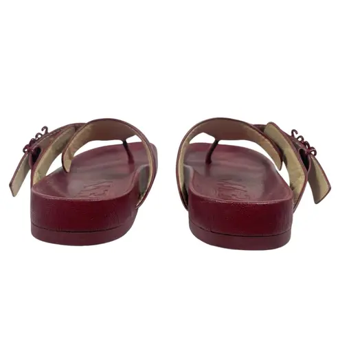 Loewe Ease Anagram Buckle Leather Thong Sandal Bordeaux Red Size 36