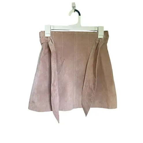 NWT BlankNyc Leather Suede Candy Blush Pink Mini Skirt Size 25 Tan