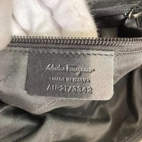 Salvatore Ferragamo Black Monogram Hobo Bag with Curved Design