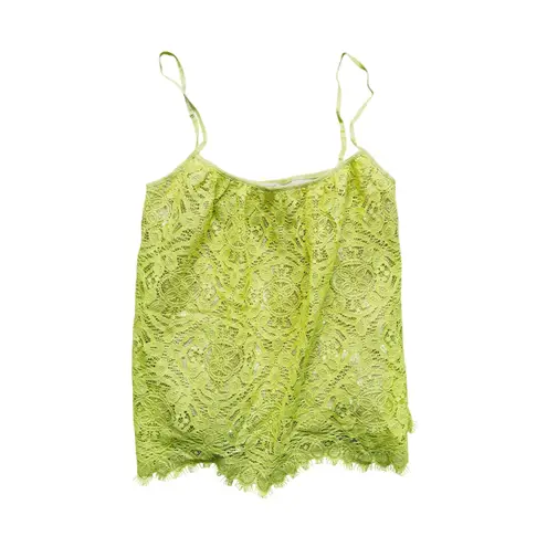 Susana Monaco Nwt Lace Tank Top Cami Size 4 Yellow Green Festival Y2K FairyGoth