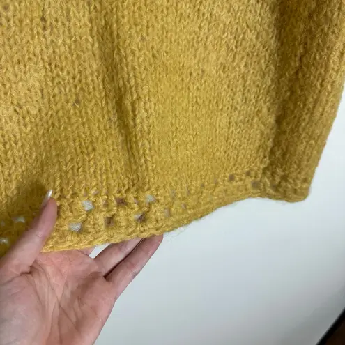 Vintage Women Cardigan Mustard Yellow Hand Knit Made in Italy Cottage Tradwife