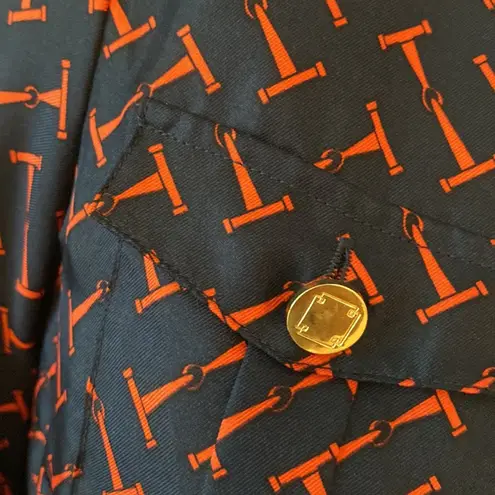 Elizabeth McKay Dress 6 Small Silk Long Sleeve Fall Shirtdress Equestrian Preppy Blue