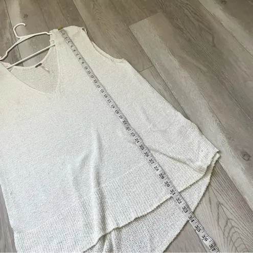 Free People  Sweater Vest v neck sleeveless knit sheer womens White (large) boho