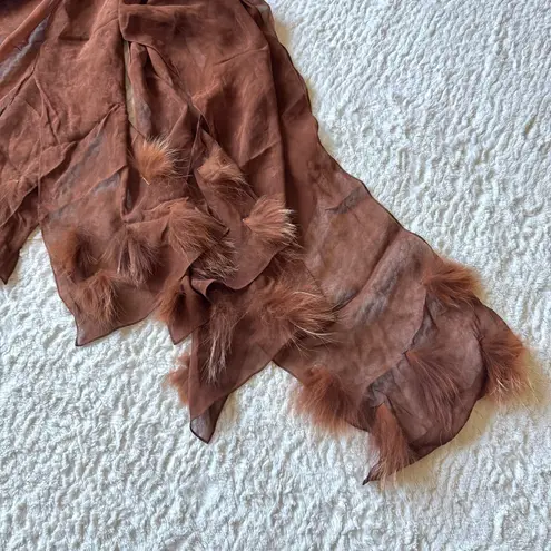 Unique Vintage Vintage Velvet Burnout Silk Dress Sz 6-8 Fur Trim Shawl Y2K Fairy Grunge Runway