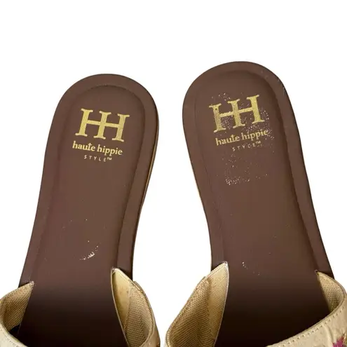 Haute Hippie Cream Embroidered Embellished Womens Flat Sandals 9.5 Fits Small