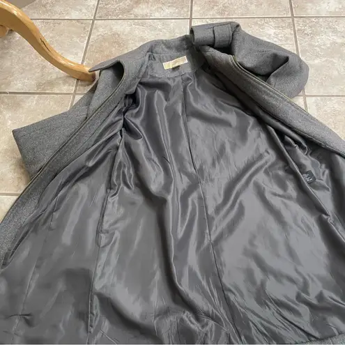 Michael Kors  Womens Coat Mid-Length Wool Coat Gray Hooded Full Zip Size 4‎