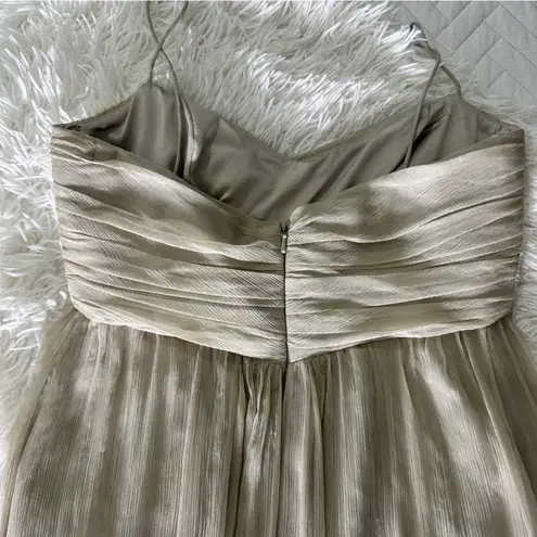 Amsale 100% Silk Empire Waist Maxi Dress Beige Wedding Guest 2 – Quiet Luxury