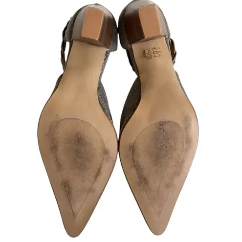 EUC Sundance Leather Heeled Sandals Grey Metallic Size 10