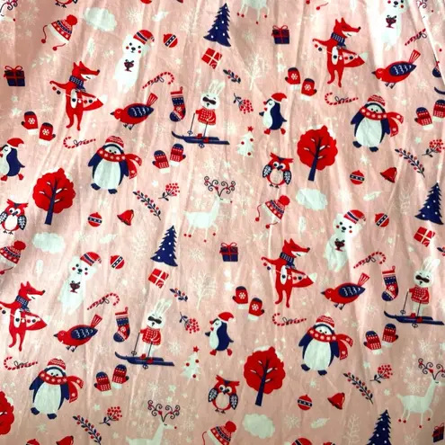 Unique Vintage Christmas Print Full Swing Skirt Cotton Pockets Winter Penguin
