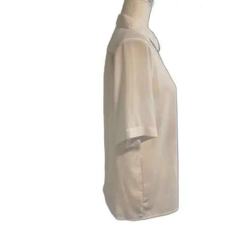 Yves St. Clair | Vintage White Blouse with Embroidery Silky Button Down Size 8