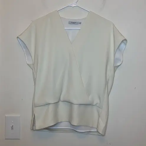 MM.LaFleur Antonia Draped Front Short Sleeve Top Eco Soft Weave Ivory Sz Small