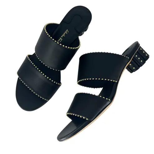 Salvatore Ferragamo Black Belluno Studs Slide Two-Strap Mule