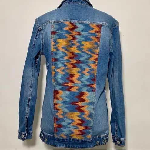 LuLaRoe  Jaxon denim embroidered denim jean jacket southwestern size medium long