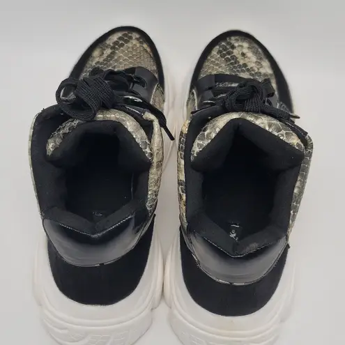 Womens Chunky High Top Snakeskin Hiking Sneakers Jumex Collection Shoes Size 39 Black
