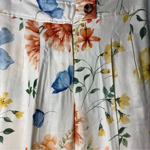 Tahari ELIE NWT Floral Linen Blend Wide Leg Pants Size 4