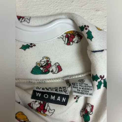 Vintage American Weekend Woman Plus Size Christmas Bears Layering Tee Size 1X White