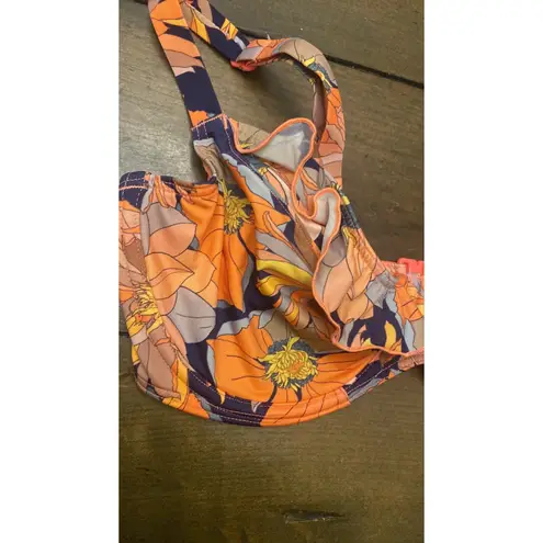 Prima Donna Melanesia Coral Flower Bikini Top 32DDD Summer Vacation Cruise Beach Orange Size L