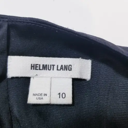 Helmut Lang Black Satin Drape Ruched Bodice Asymmetrical Hem Dress Sleeveless