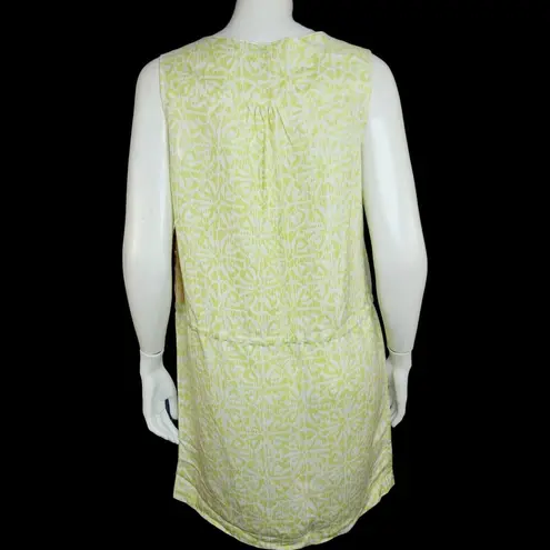 Ruby Rd . White Lime Green Sunburst Sleeveless Mini Dress Waist Tie Womens 6 NWT