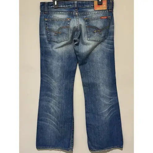 Women's Vintage Indian Rose Wide Leg Loose Fit Denim Blue Jeans 32 X 33 Low Rise