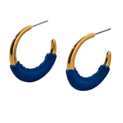 Alexis Bittar Retro Memphis 14K Yellow Goldplated Half-Hoop Earrings, Blue, NWT