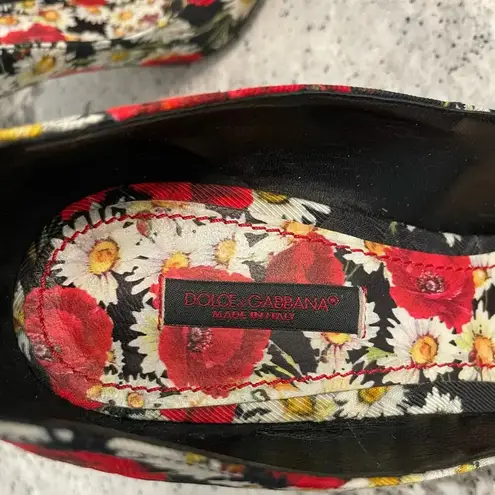Dolce & Gabbana Pumps Floral Print Crystal Flower High Stiletto Heel Size 39.5