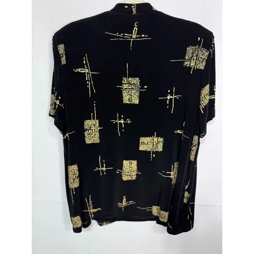 R & M Richards Twinset Abstract Black Gold Women's 18WP Vintage Art Deco Y2K