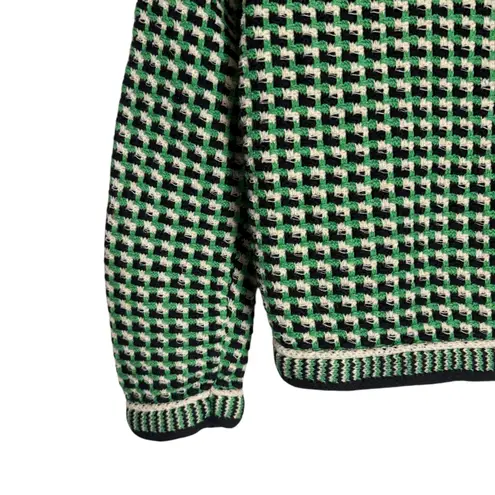 Maje Maneflanne Green Tweed Long Sleeve Preppy Cardigan Jacket Size Small