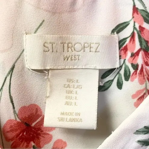 St. Tropez WOMEN'S White Floral V-Neck Sleeveless Blouse