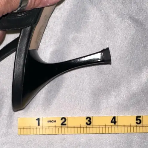 ALOHAS • Leather Straps Chain Black Square Toes Heels Summer Spain Sz 39 Size 8