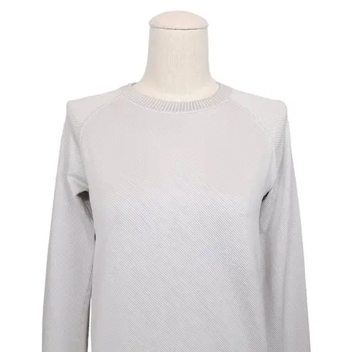 Lululemon  Rest Less Pullover Diagonal Rib Silver Drop / White Sz 6