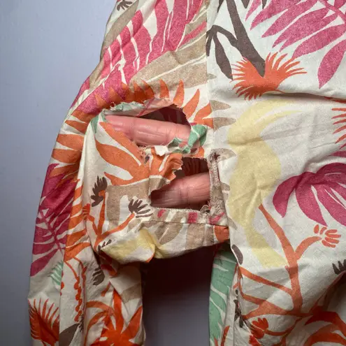 J. McLaughlin  Colorful Tropical Print Long Sleeve Tunic Blouse Cotton size Medium - Image 11